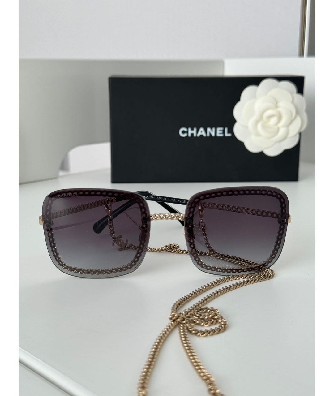 CHANEL PRE-OWNED Черные пластиковые солнцезащитные очки, фото 8