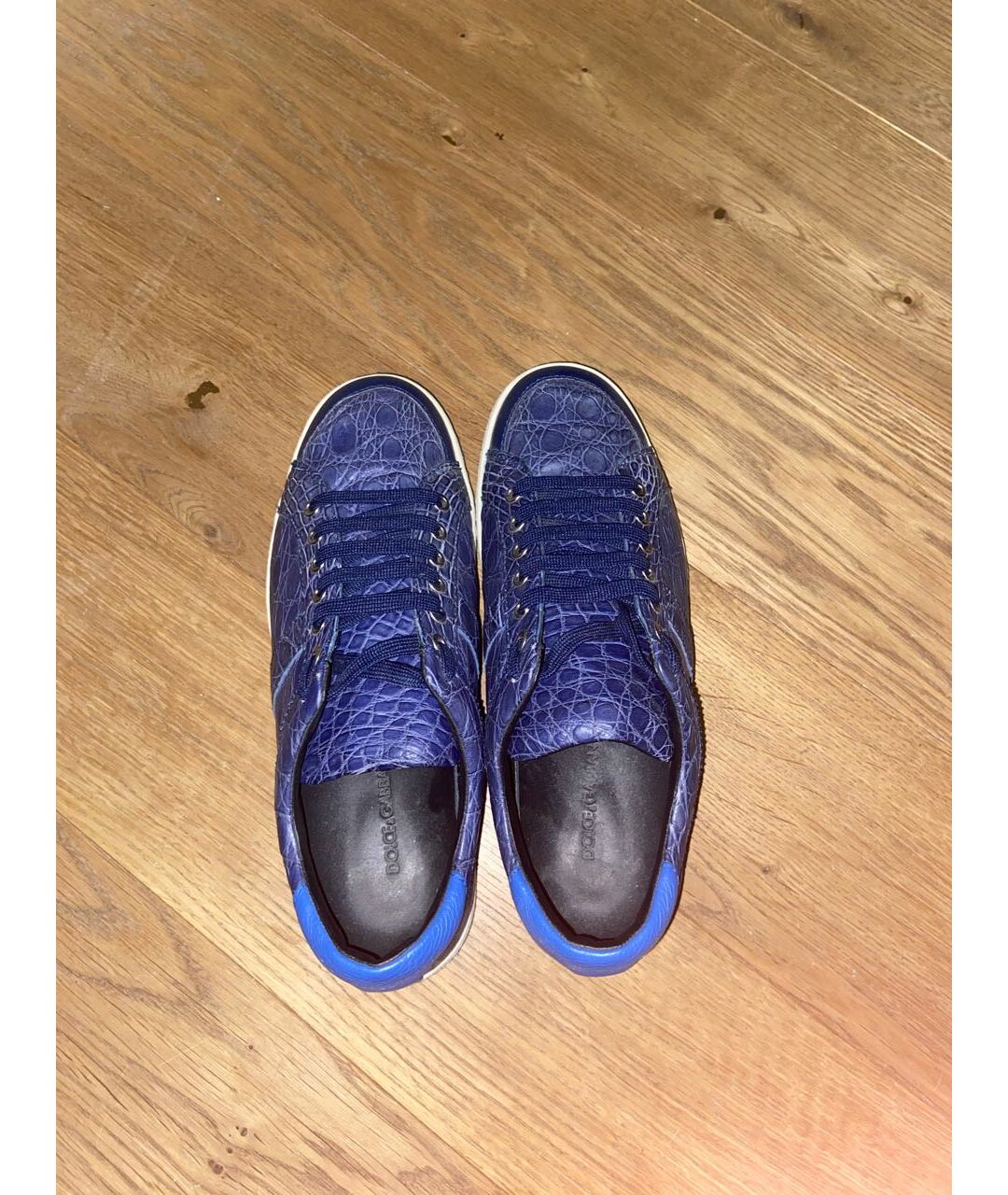 DOLCE&GABBANA Темно-синие кожаные низкие ботинки, фото 3