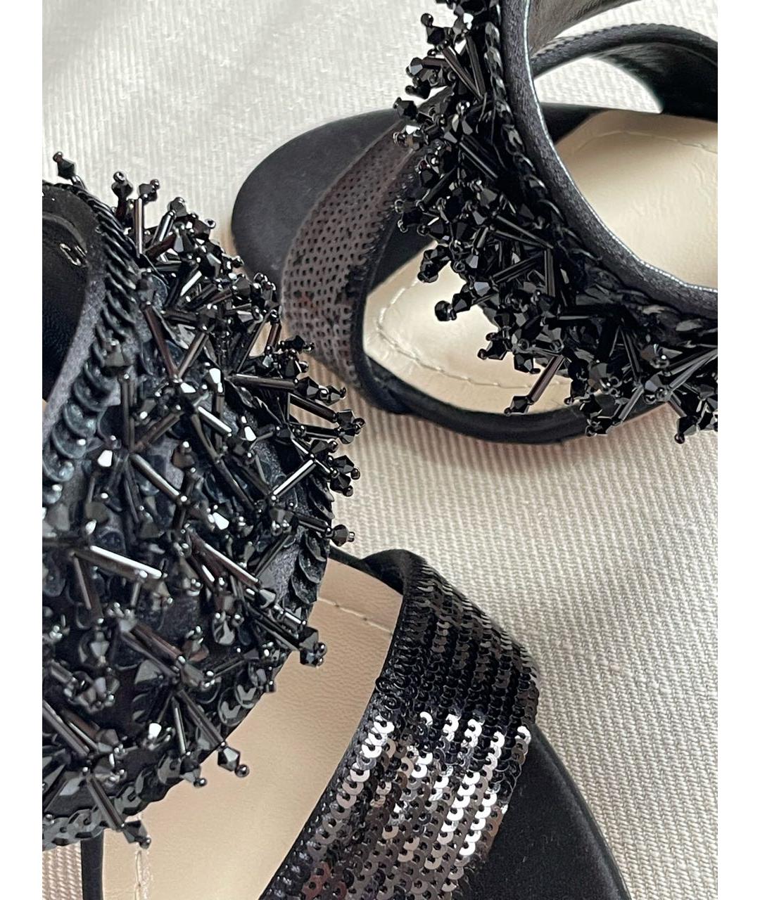 CHRISTIAN DIOR Черные текстильные босоножки, фото 6
