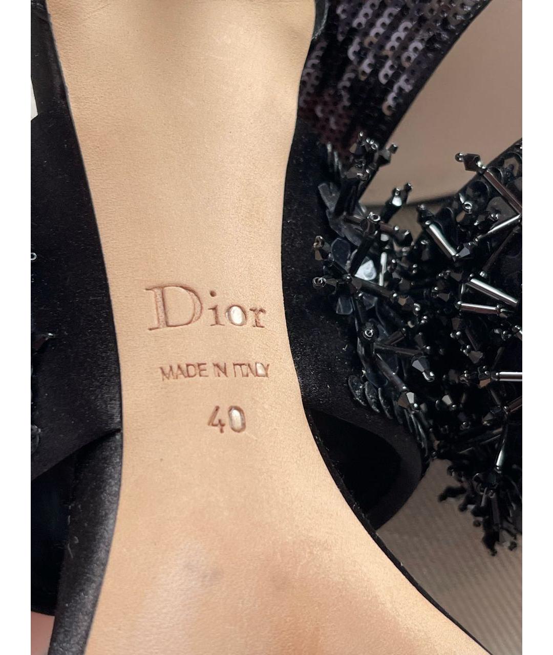 CHRISTIAN DIOR Черные текстильные босоножки, фото 7