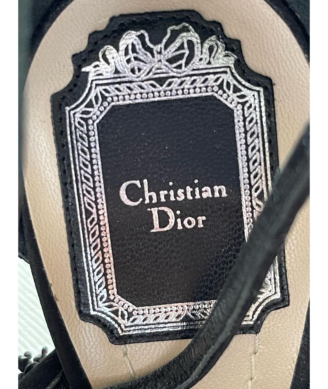 CHRISTIAN DIOR Черные текстильные босоножки, фото 5