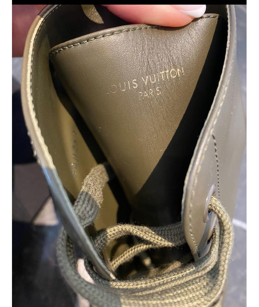 LOUIS VUITTON PRE-OWNED Хаки кожаные ботинки, фото 5