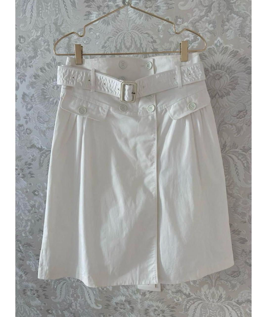 BURBERRY Белая хлопковая юбка миди, фото 8