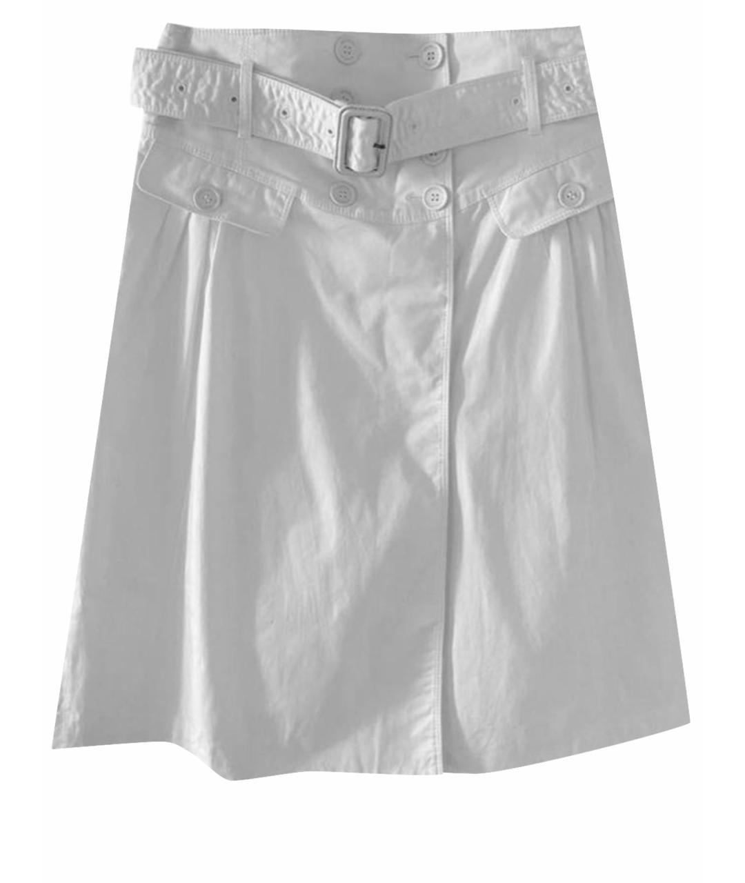 BURBERRY Белая хлопковая юбка миди, фото 1