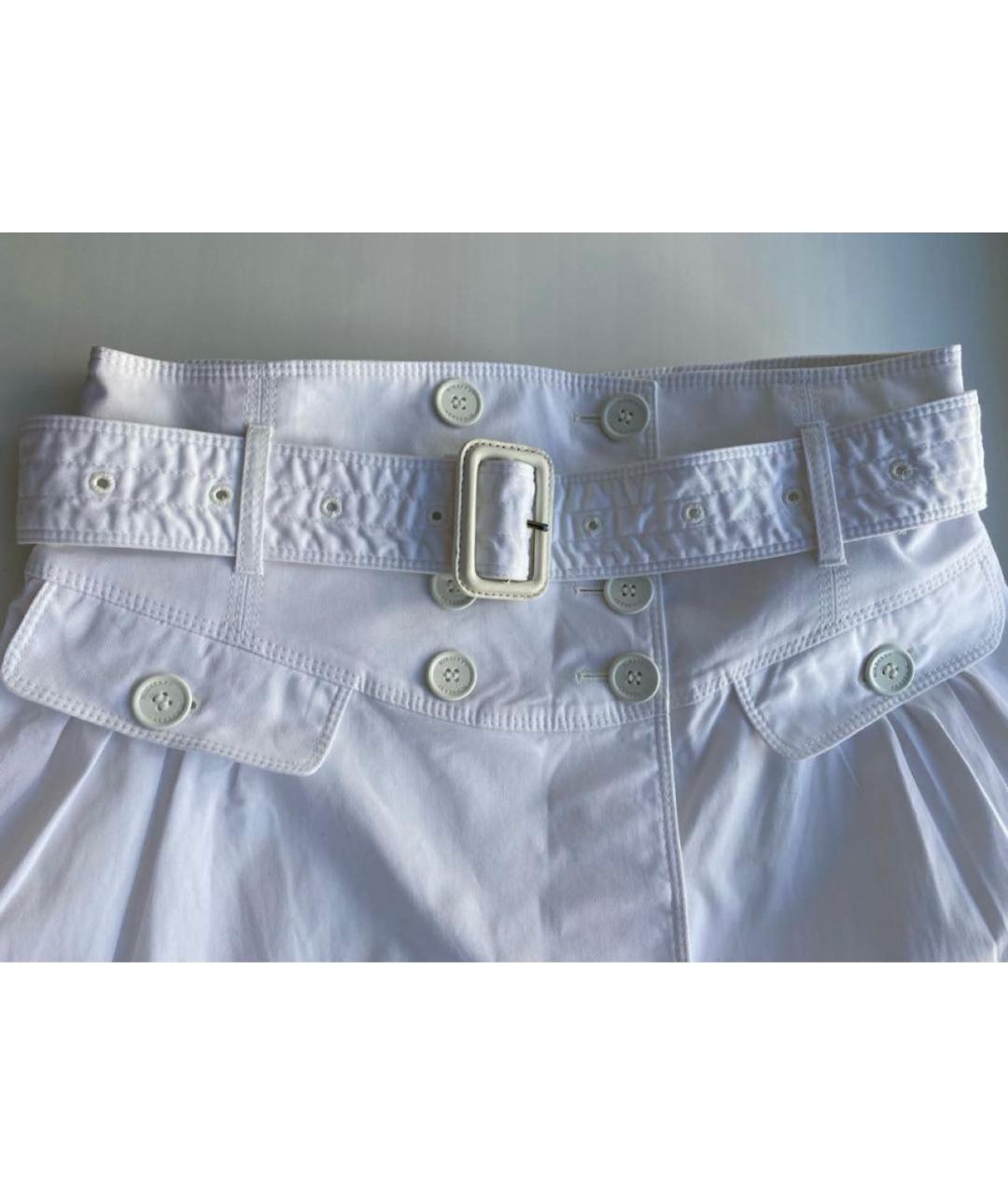 BURBERRY Белая хлопковая юбка миди, фото 4
