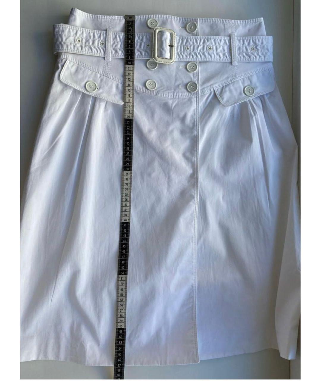 BURBERRY Белая хлопковая юбка миди, фото 6