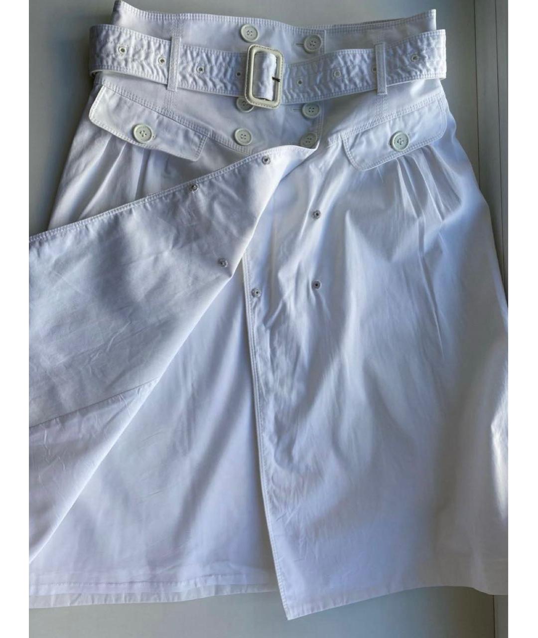 BURBERRY Белая хлопковая юбка миди, фото 7