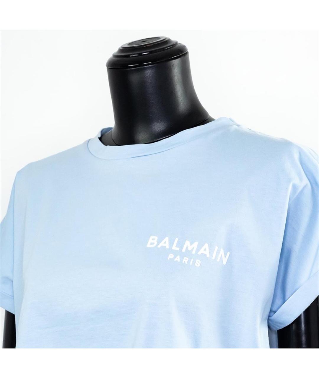 BALMAIN Голубая хлопковая футболка, фото 2