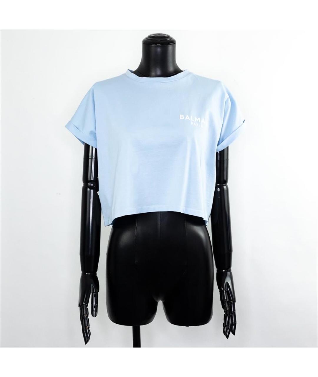 BALMAIN Голубая хлопковая футболка, фото 4