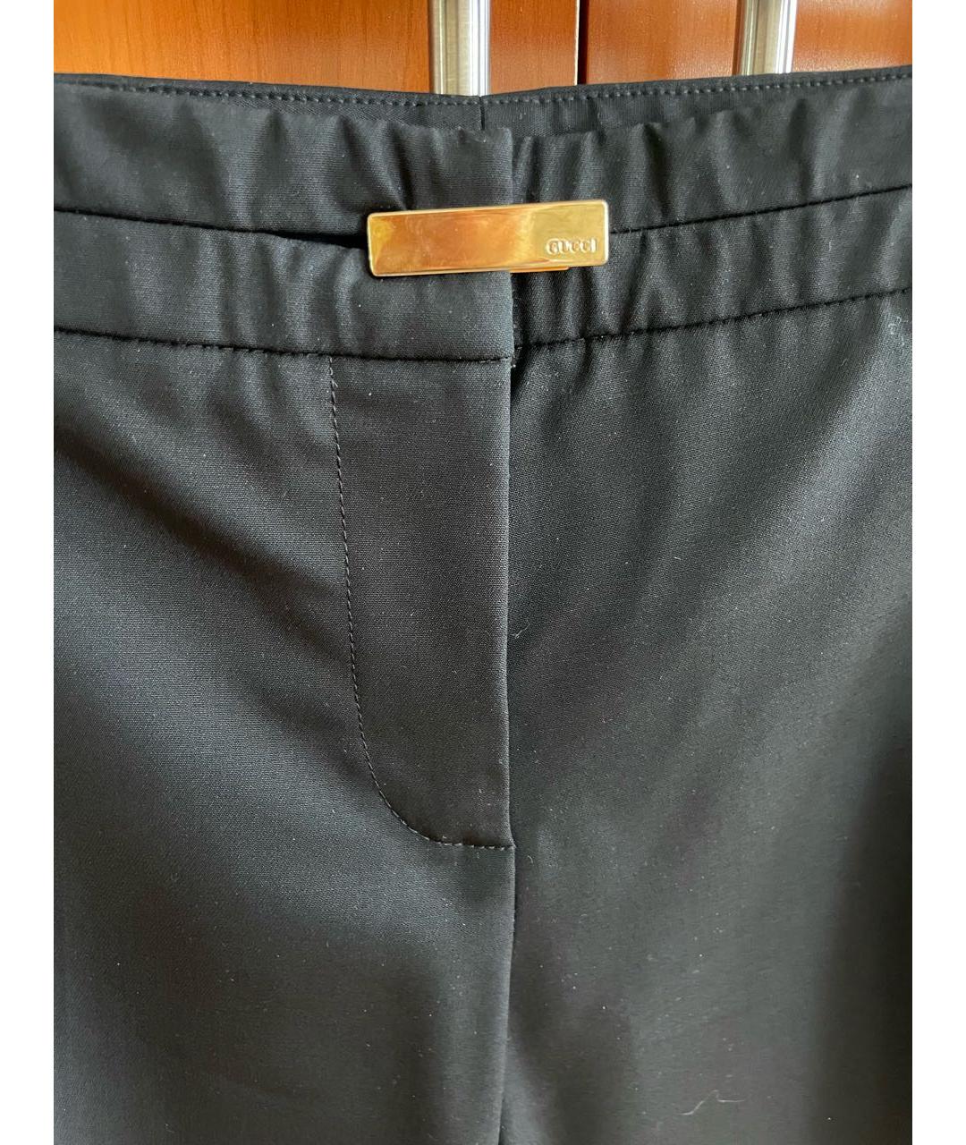 GUCCI Черные шерстяные прямые брюки, фото 3