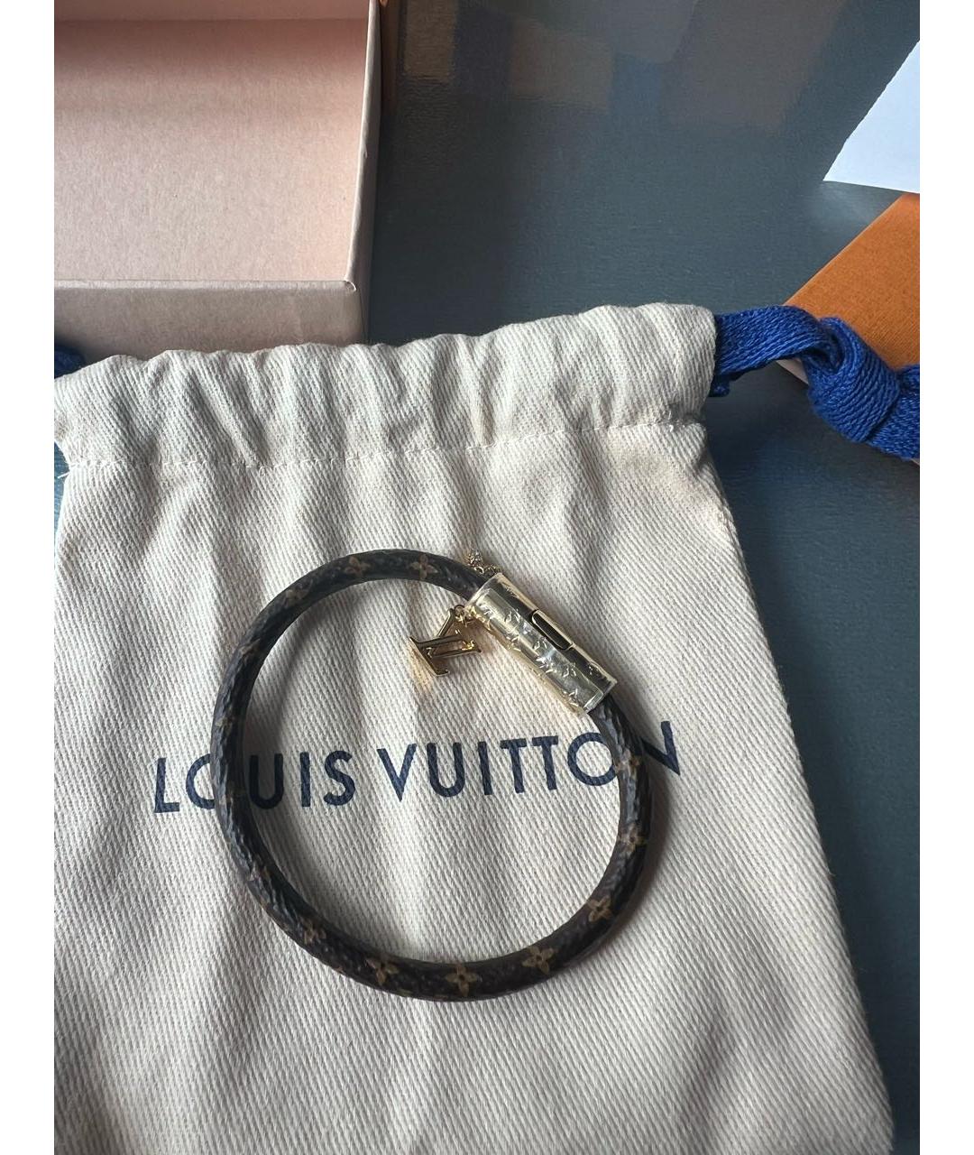 LOUIS VUITTON Коричневый кожаный браслет, фото 2