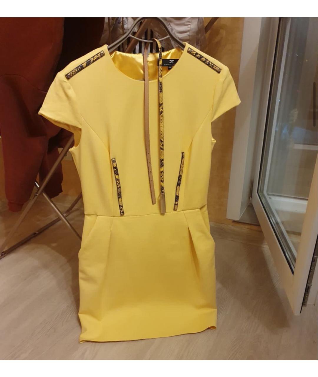 ELISABETTA FRANCHI Желтое вискозное платье, фото 8