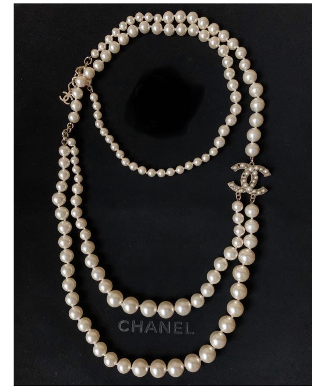 CHANEL Бежевое жемчужное колье, фото 4