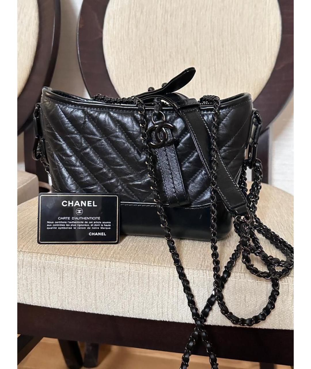 CHANEL PRE-OWNED Черная кожаная сумка через плечо, фото 2