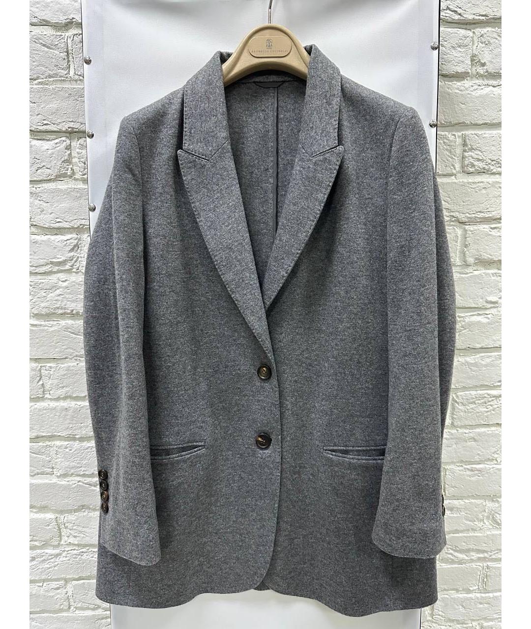 BRUNELLO CUCINELLI Серый кашемировый жакет/пиджак, фото 7
