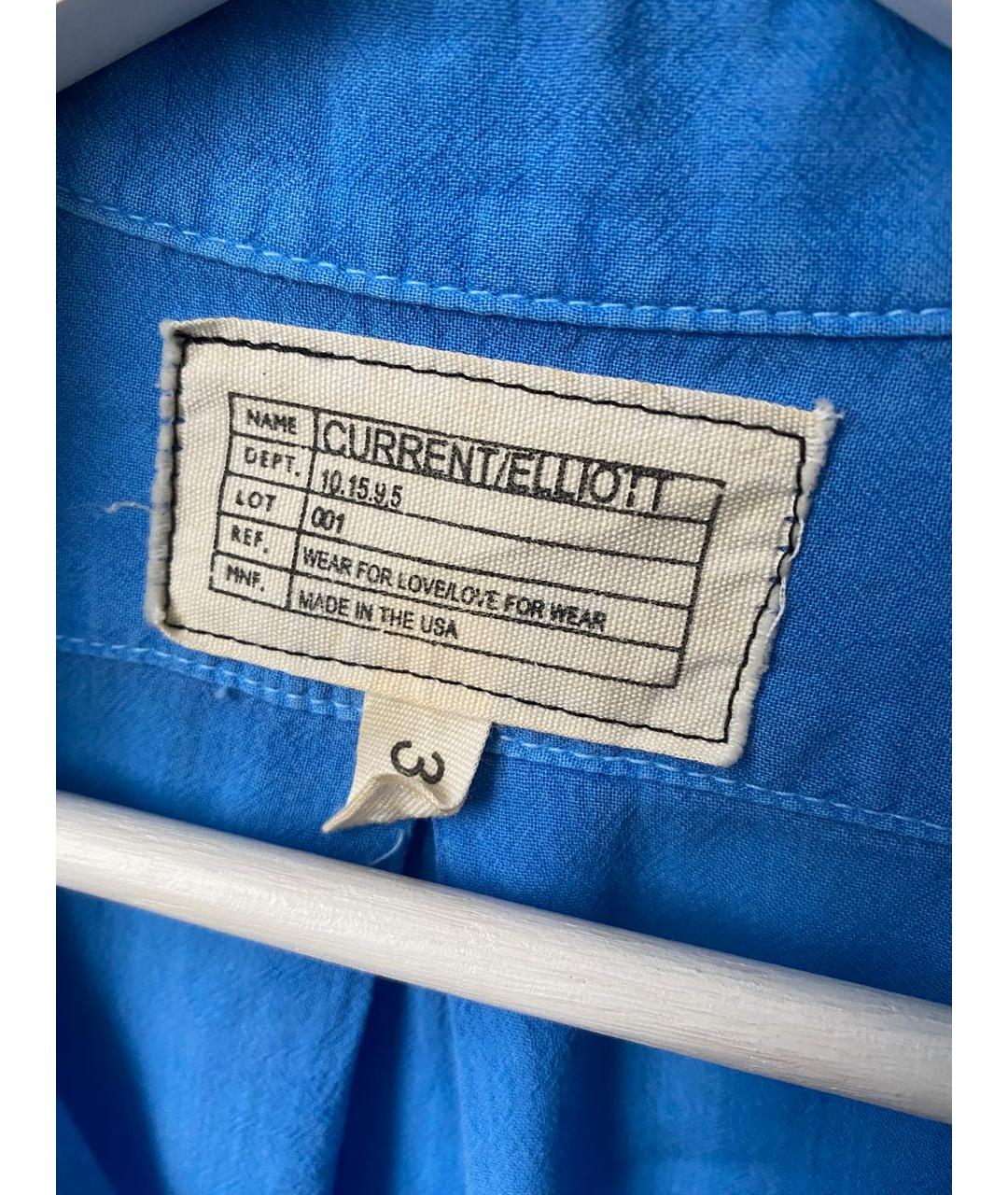 CURRENT/ELLIOTT Голубая хлопковая кэжуал рубашка, фото 3