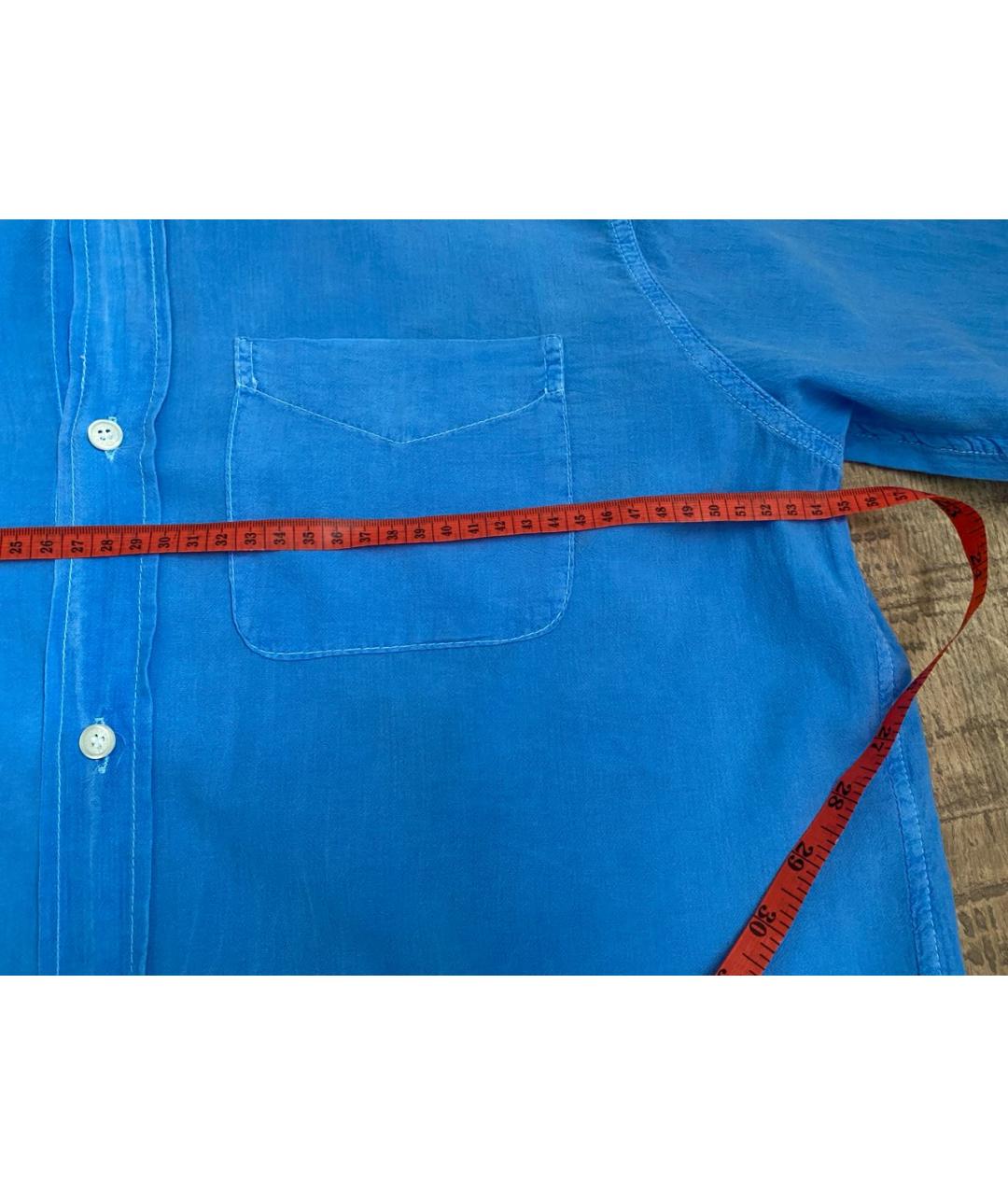 CURRENT/ELLIOTT Голубая хлопковая кэжуал рубашка, фото 6