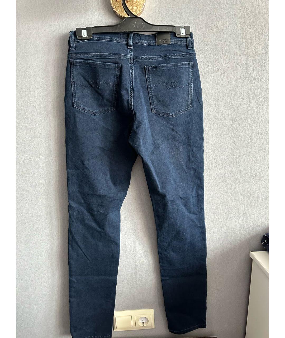 TRUSSARDI JEANS Темно-синие хлопко-полиэстеровые джинсы слим, фото 2