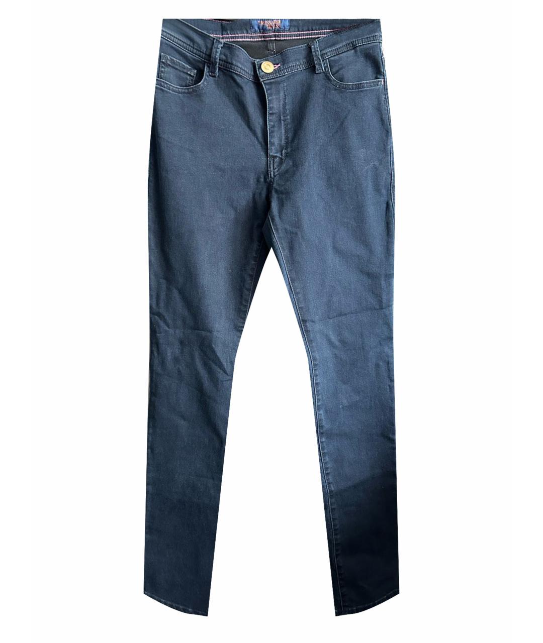 TRUSSARDI JEANS Темно-синие хлопко-полиэстеровые джинсы слим, фото 1