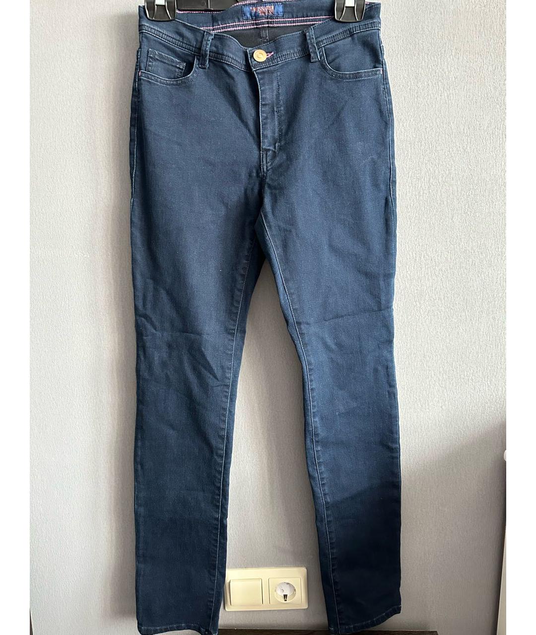 TRUSSARDI JEANS Темно-синие хлопко-полиэстеровые джинсы слим, фото 6