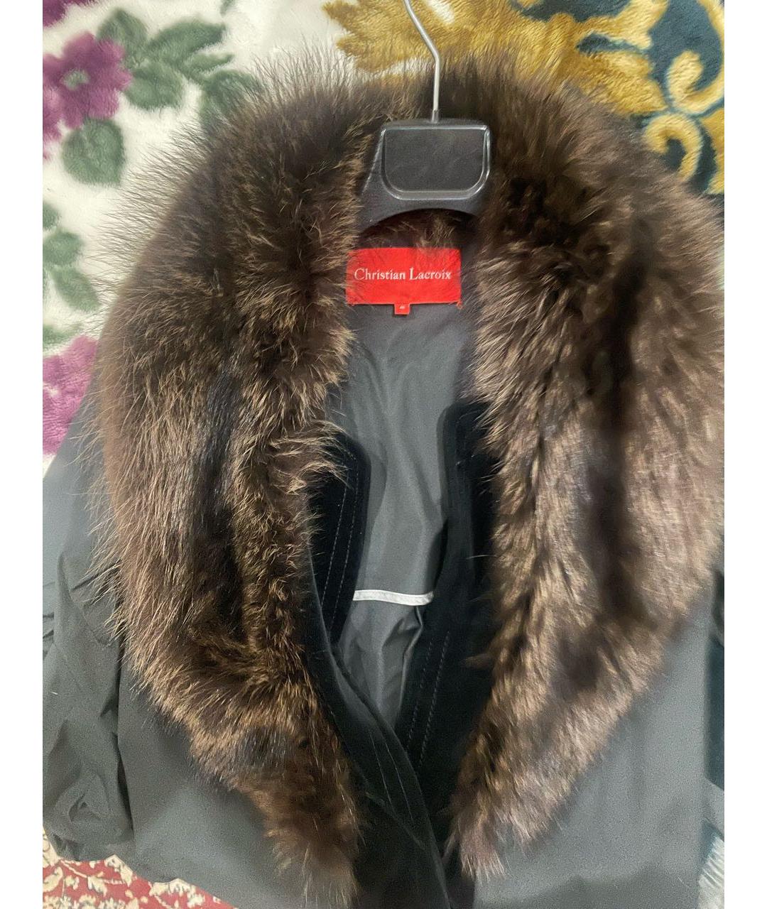 CHRISTIAN LACROIX Черное полиэстеровое пальто, фото 4