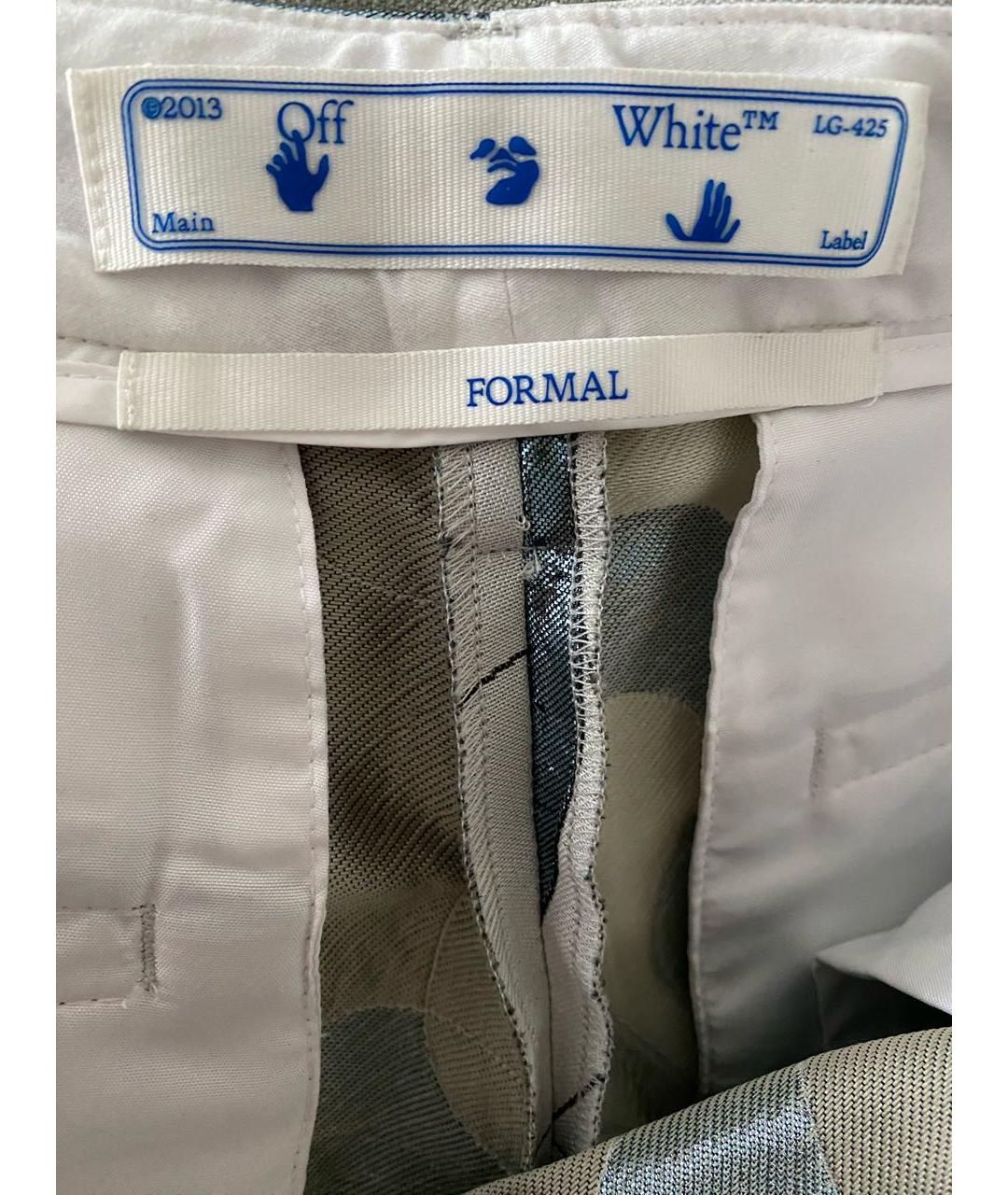 OFF-WHITE Серые полиэстеровые брюки широкие, фото 4