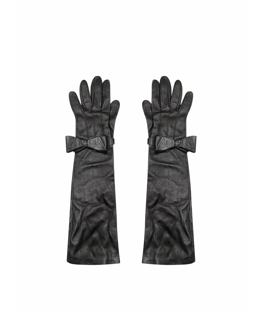 CHRISTIAN DIOR PRE-OWNED Черные кожаные перчатки, фото 1