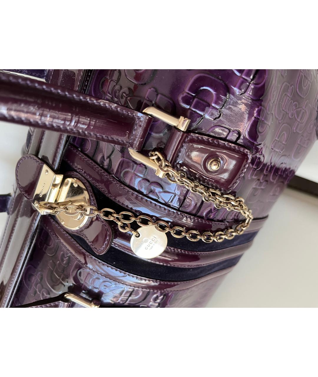 GUCCI Фиолетовая сумка с короткими ручками из лакированной кожи, фото 2