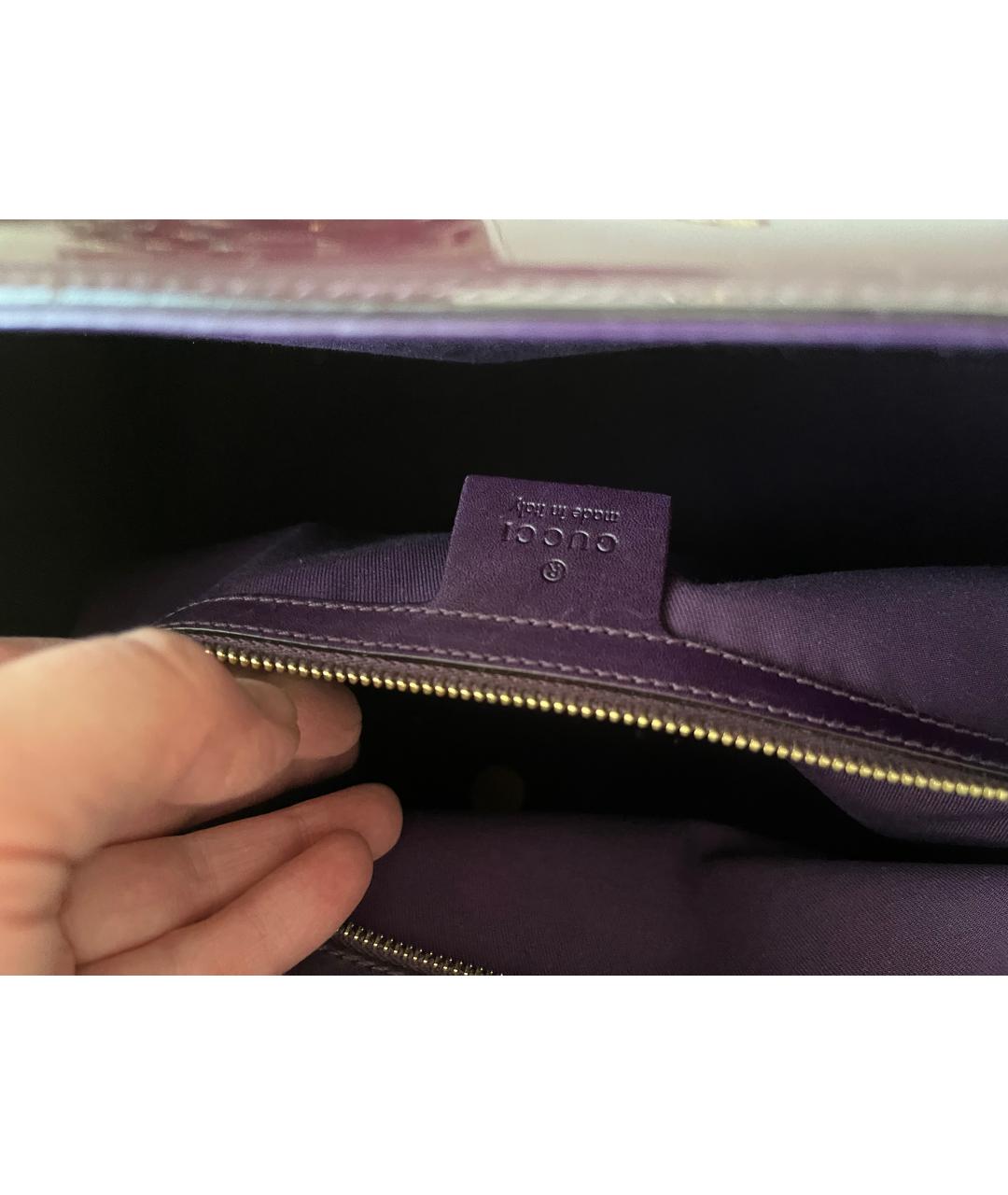 GUCCI Фиолетовая сумка с короткими ручками из лакированной кожи, фото 4