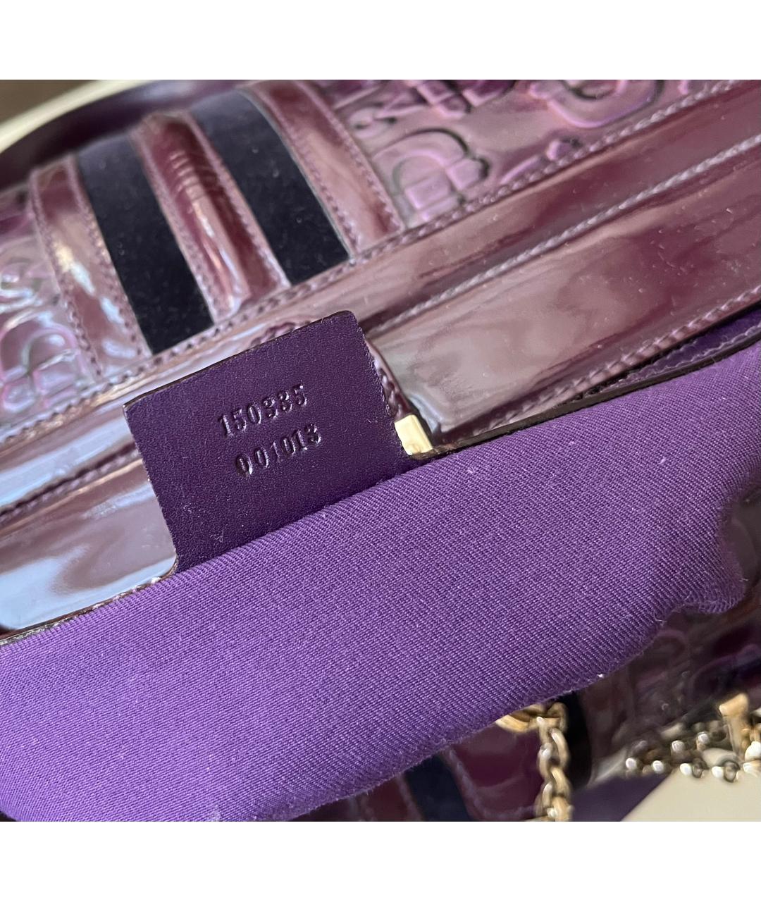 GUCCI Фиолетовая сумка с короткими ручками из лакированной кожи, фото 5