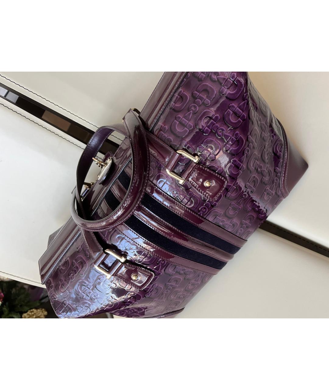GUCCI Фиолетовая сумка с короткими ручками из лакированной кожи, фото 3