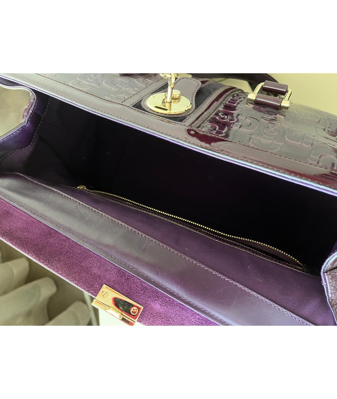 GUCCI Фиолетовая сумка с короткими ручками из лакированной кожи, фото 6