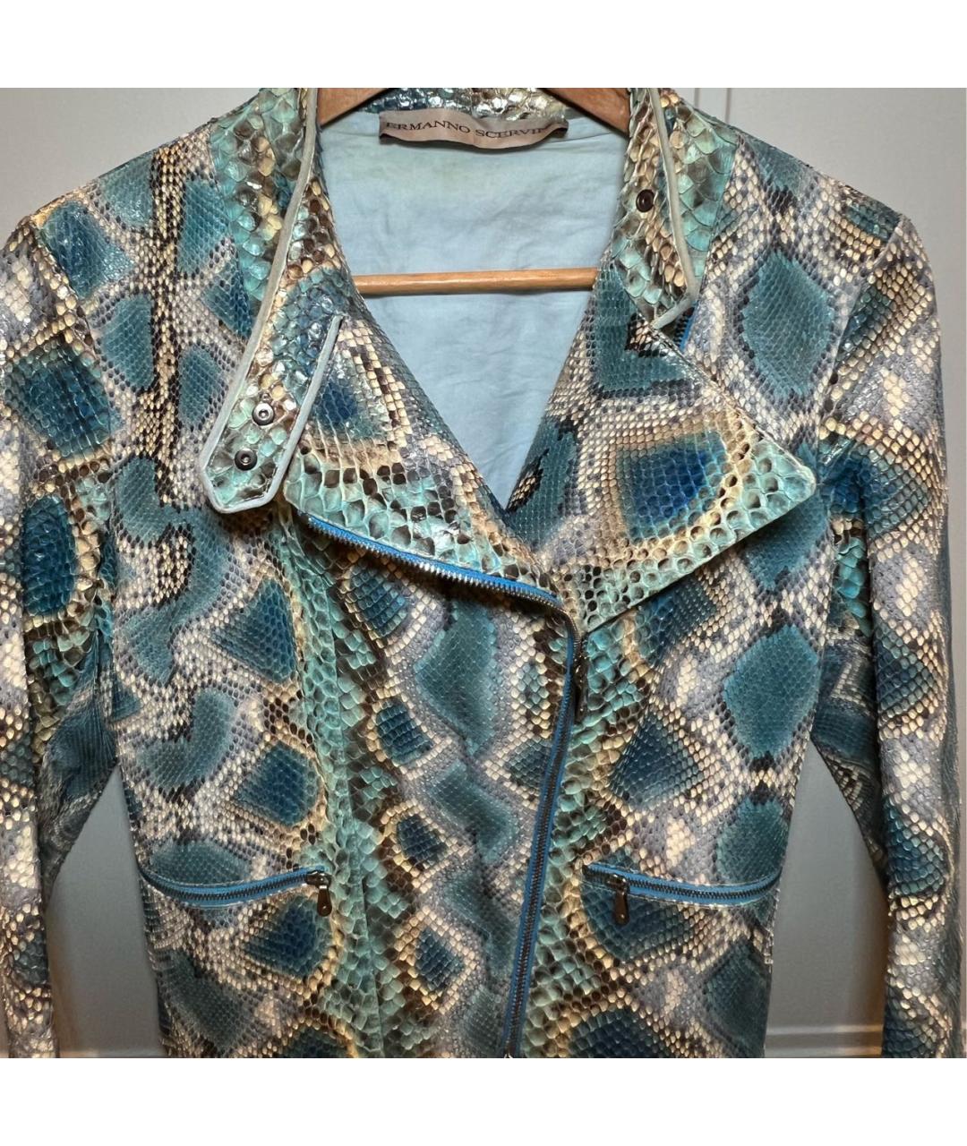 ERMANNO SCERVINO Голубая куртка из экзотической кожи, фото 2