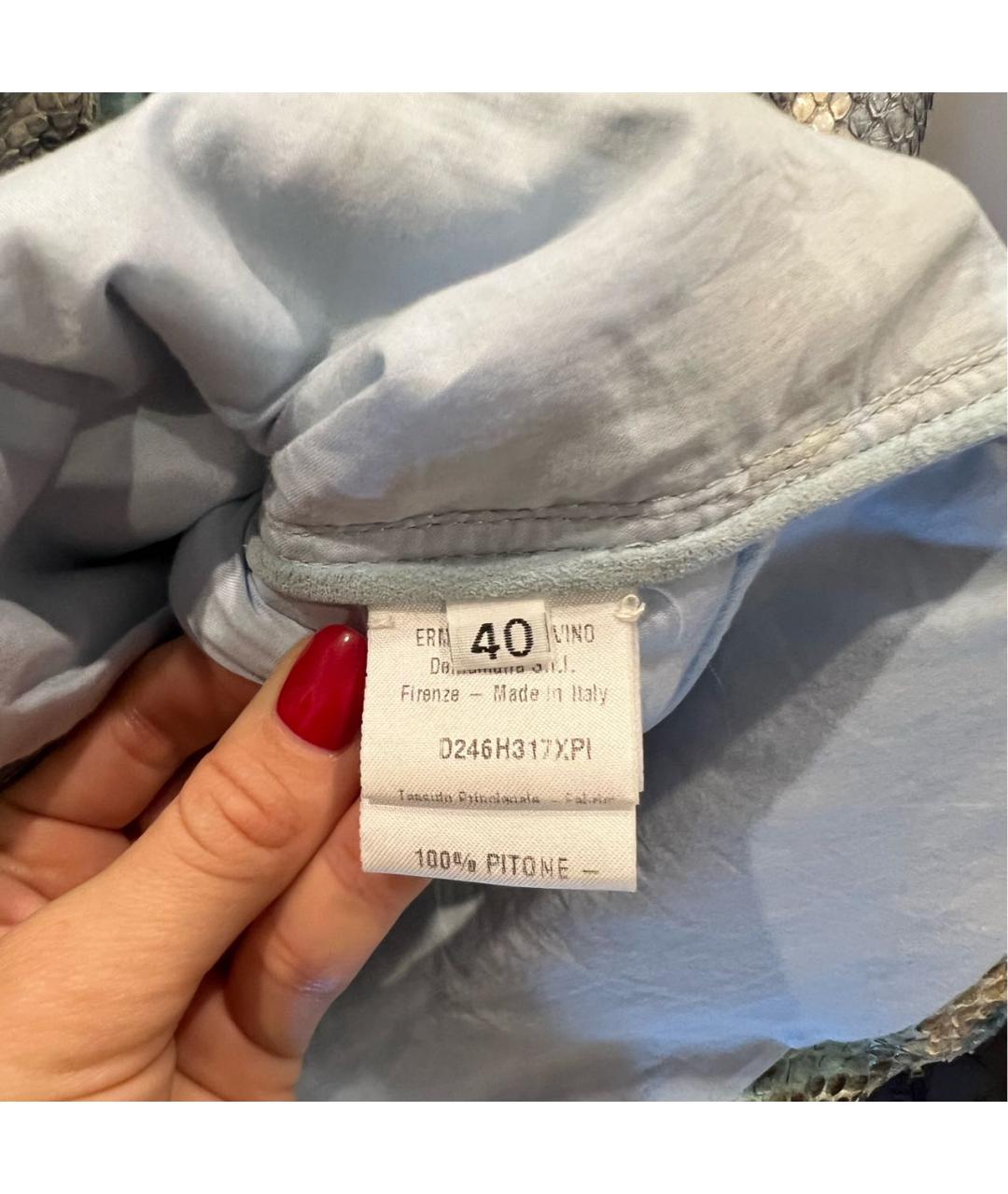 ERMANNO SCERVINO Голубая куртка из экзотической кожи, фото 3