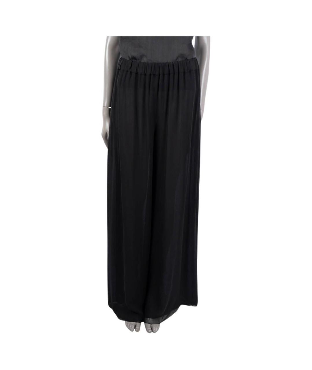CHANEL PRE-OWNED Черные шелковые брюки широкие, фото 2