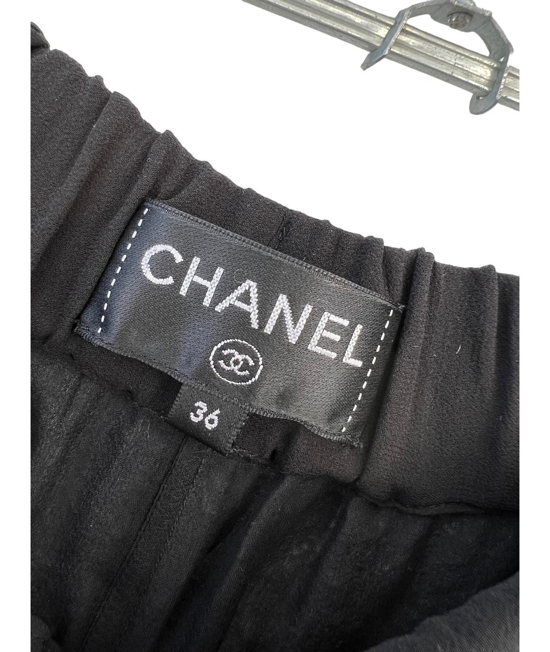 CHANEL PRE-OWNED Черные шелковые брюки широкие, фото 6