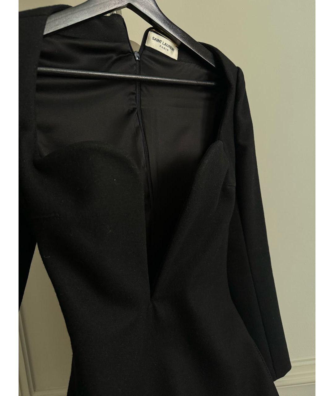 SAINT LAURENT Черное шерстяное вечернее платье, фото 4