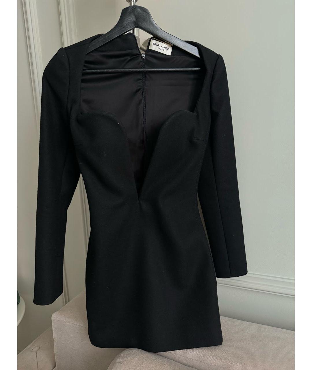 SAINT LAURENT Черное шерстяное вечернее платье, фото 9