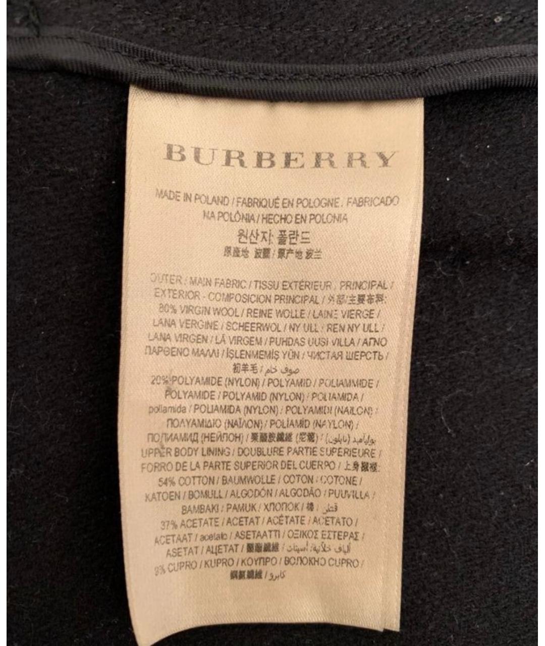 BURBERRY Черное шерстяное пальто, фото 4