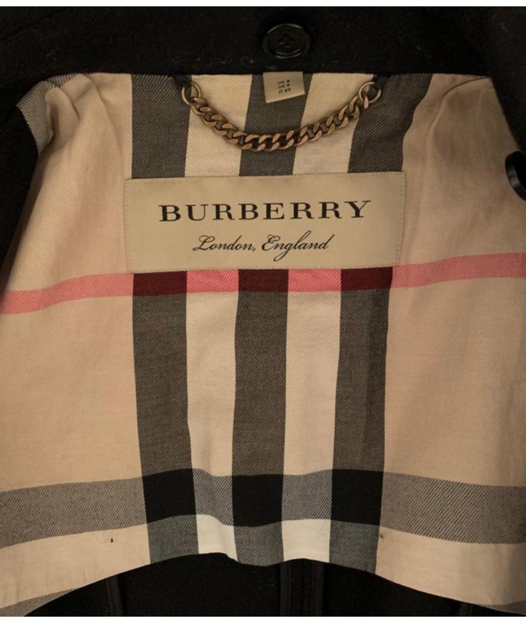 BURBERRY Черное шерстяное пальто, фото 3