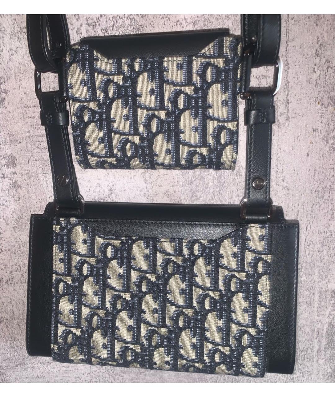 CHRISTIAN DIOR Черная жаккардовая сумка на плечо, фото 2