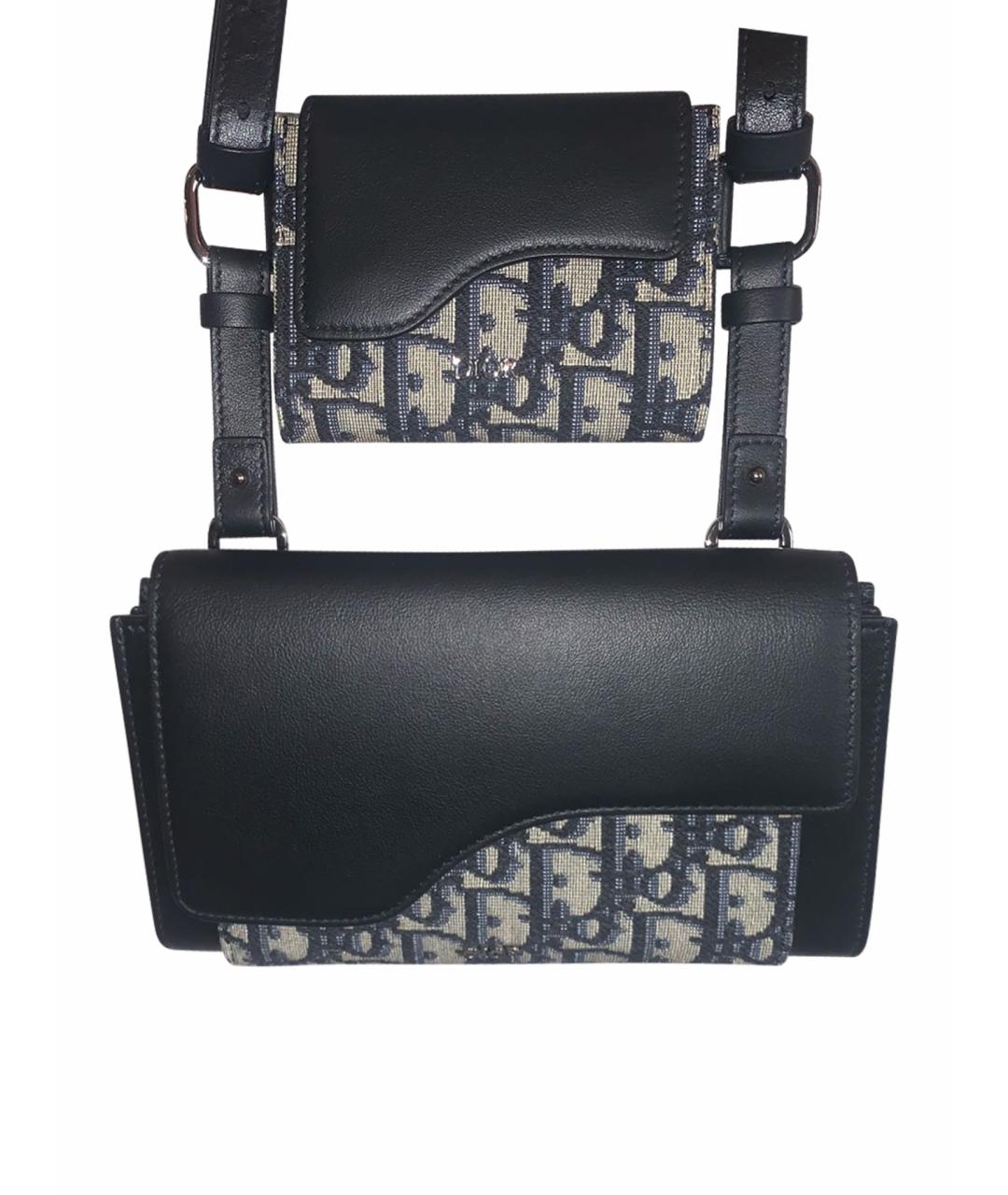 CHRISTIAN DIOR Черная жаккардовая сумка на плечо, фото 1
