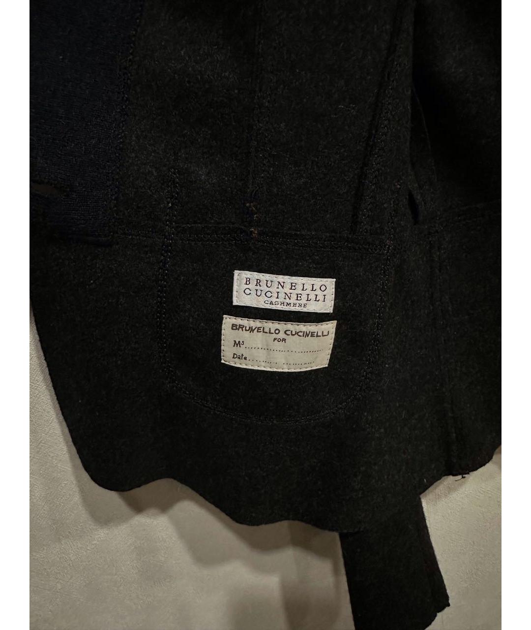 BRUNELLO CUCINELLI Антрацитовый кашемировый жакет/пиджак, фото 4