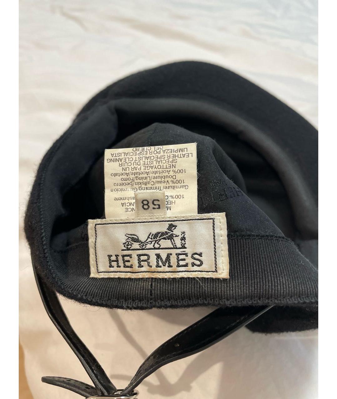 HERMES PRE-OWNED Черная кашемировая кепка/бейсболка, фото 4