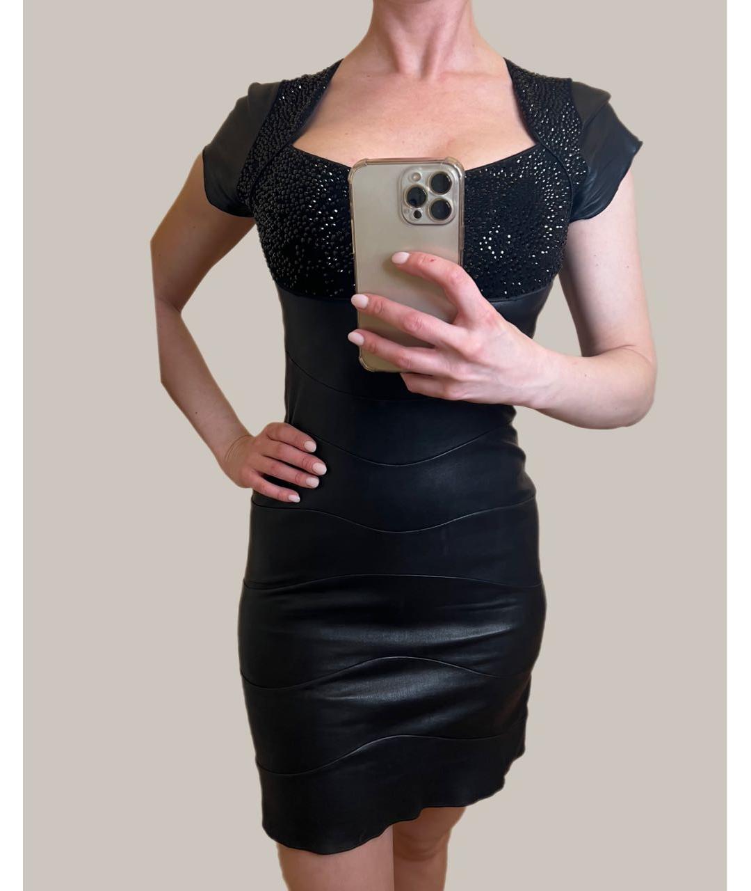 JITROIS Черное кожаное коктейльное платье, фото 4