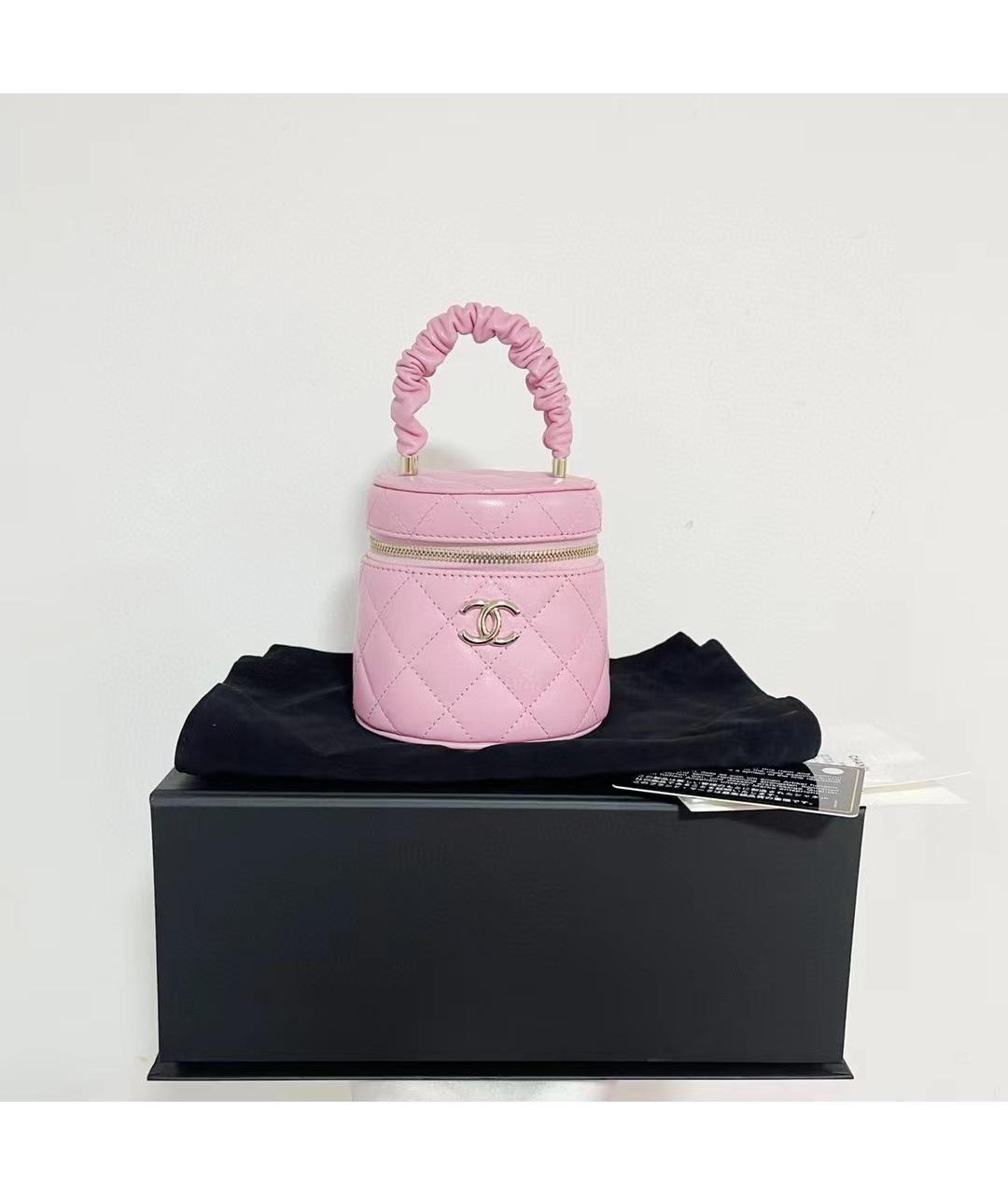 CHANEL Розовая кожаная сумка с короткими ручками, фото 7