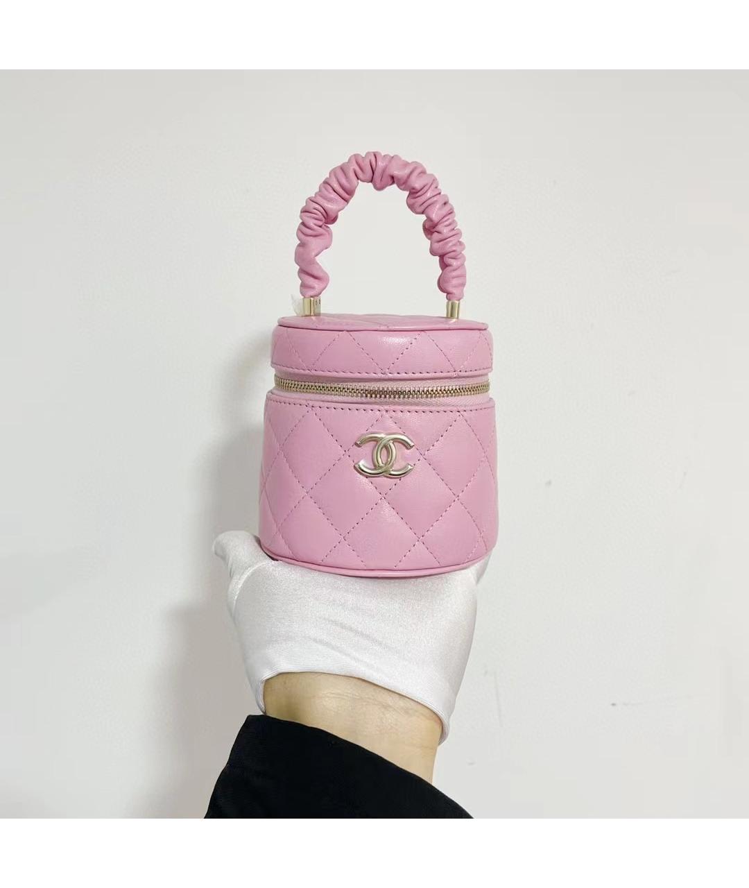 CHANEL Розовая кожаная сумка с короткими ручками, фото 9