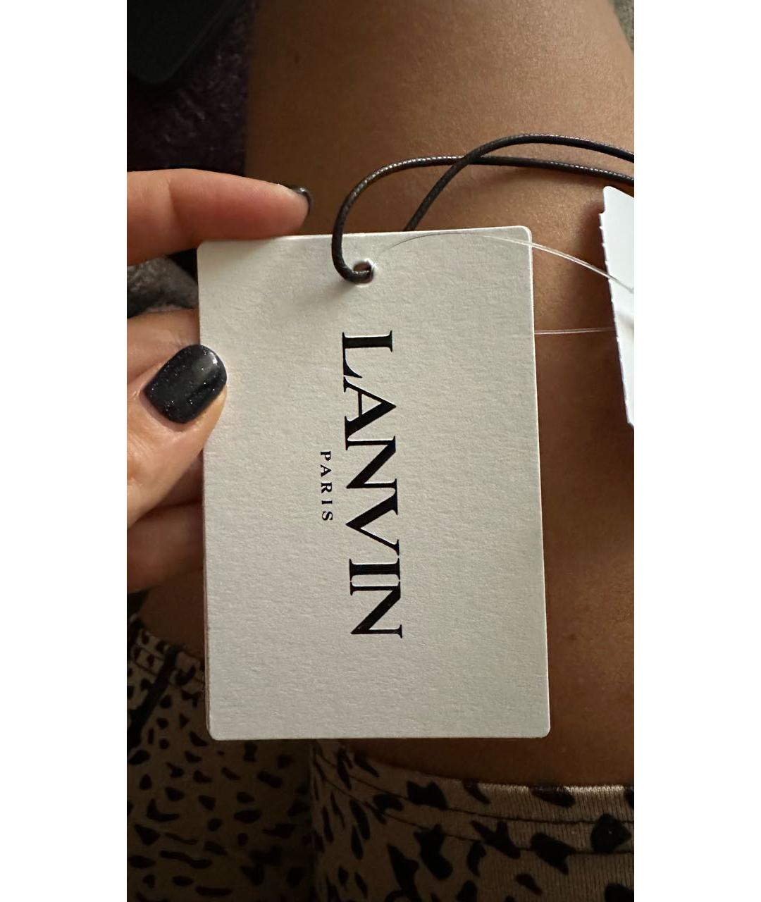 LANVIN Бежевый шерстяной шарф, фото 7