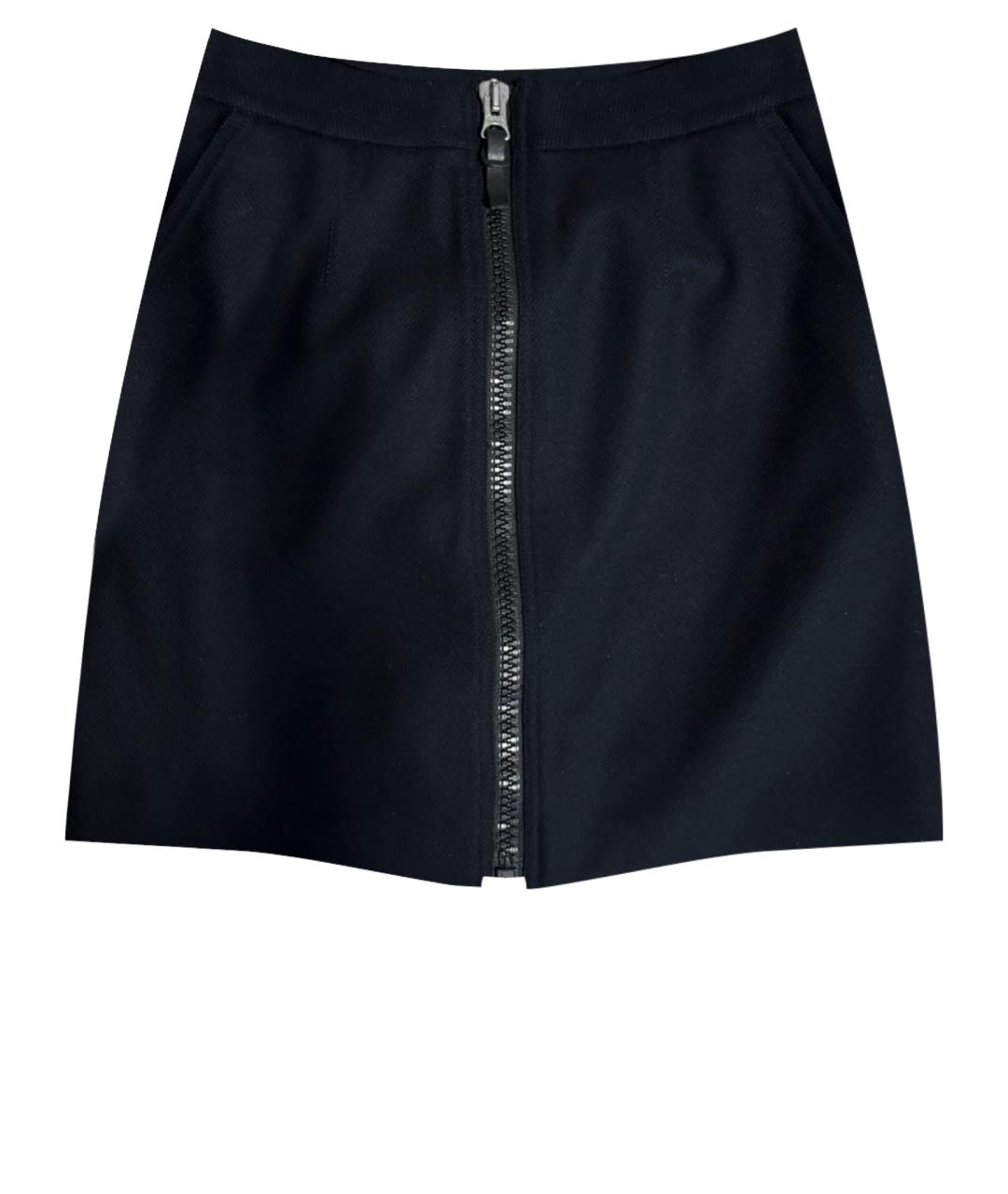 ACNE STUDIOS Темно-синяя шерстяная юбка мини, фото 1