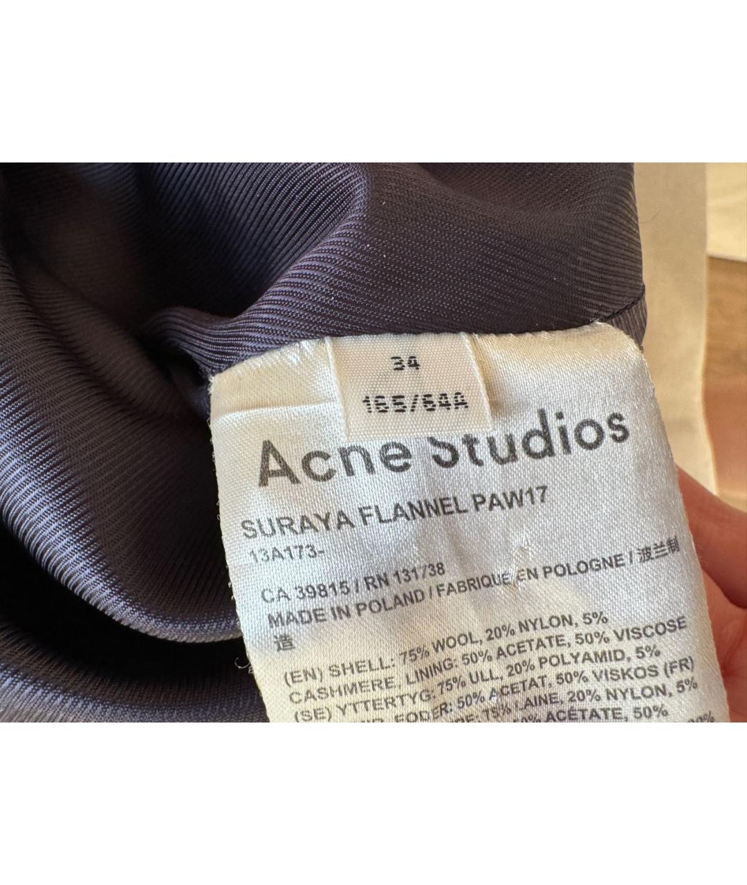 ACNE STUDIOS Темно-синяя шерстяная юбка мини, фото 6